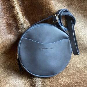 Portland Leather Goods Large Deep Water Blue Circle Crossbody Handbag
